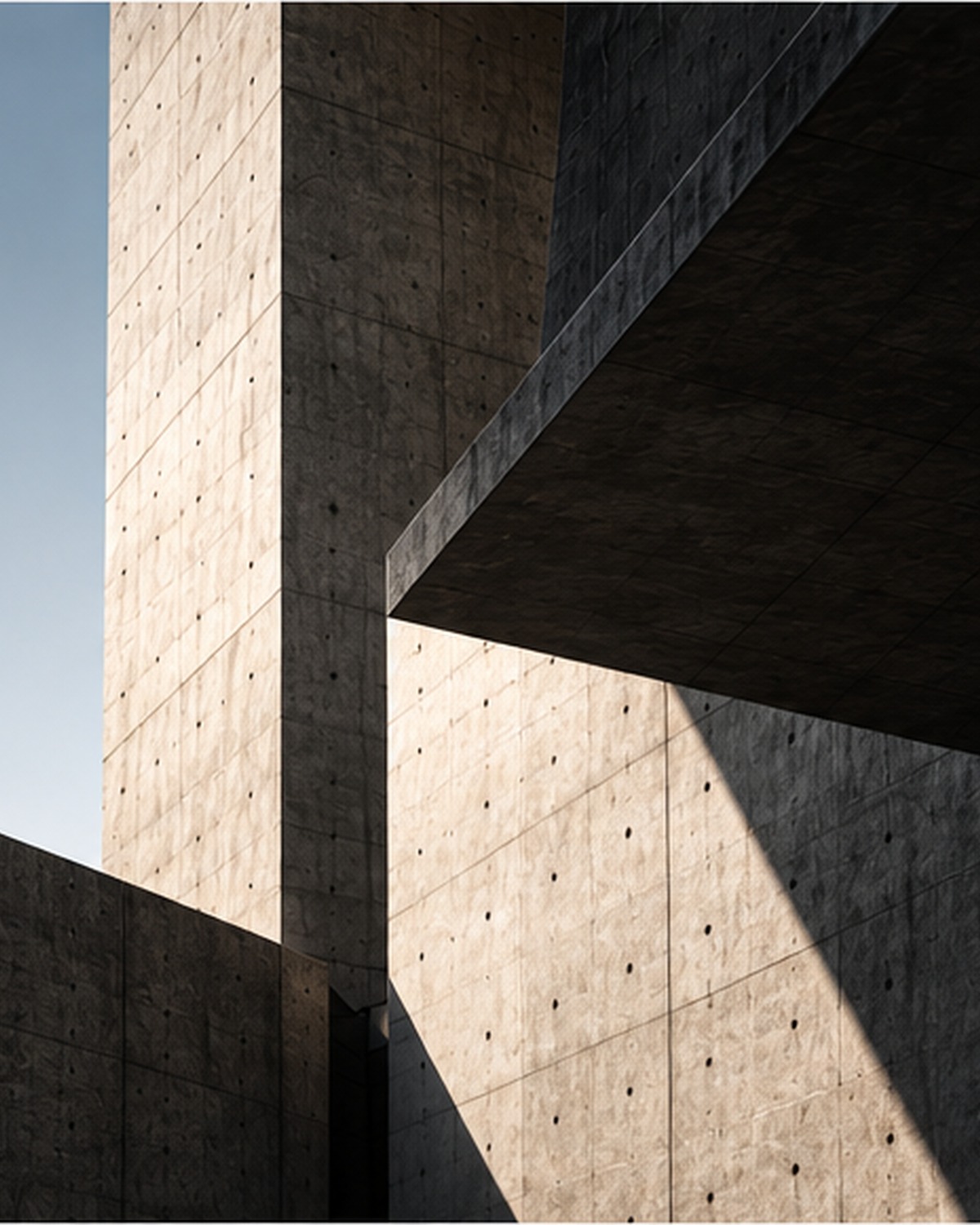 Detalle geométrico de arquitectura contemporánea en concreto.